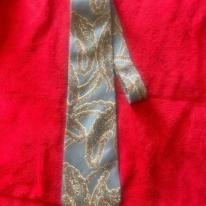Dior Gray and Gold Paisley Tie